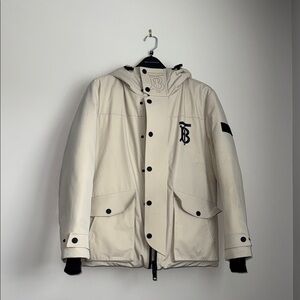Men's Burberry Cream Hooded parka Jacket